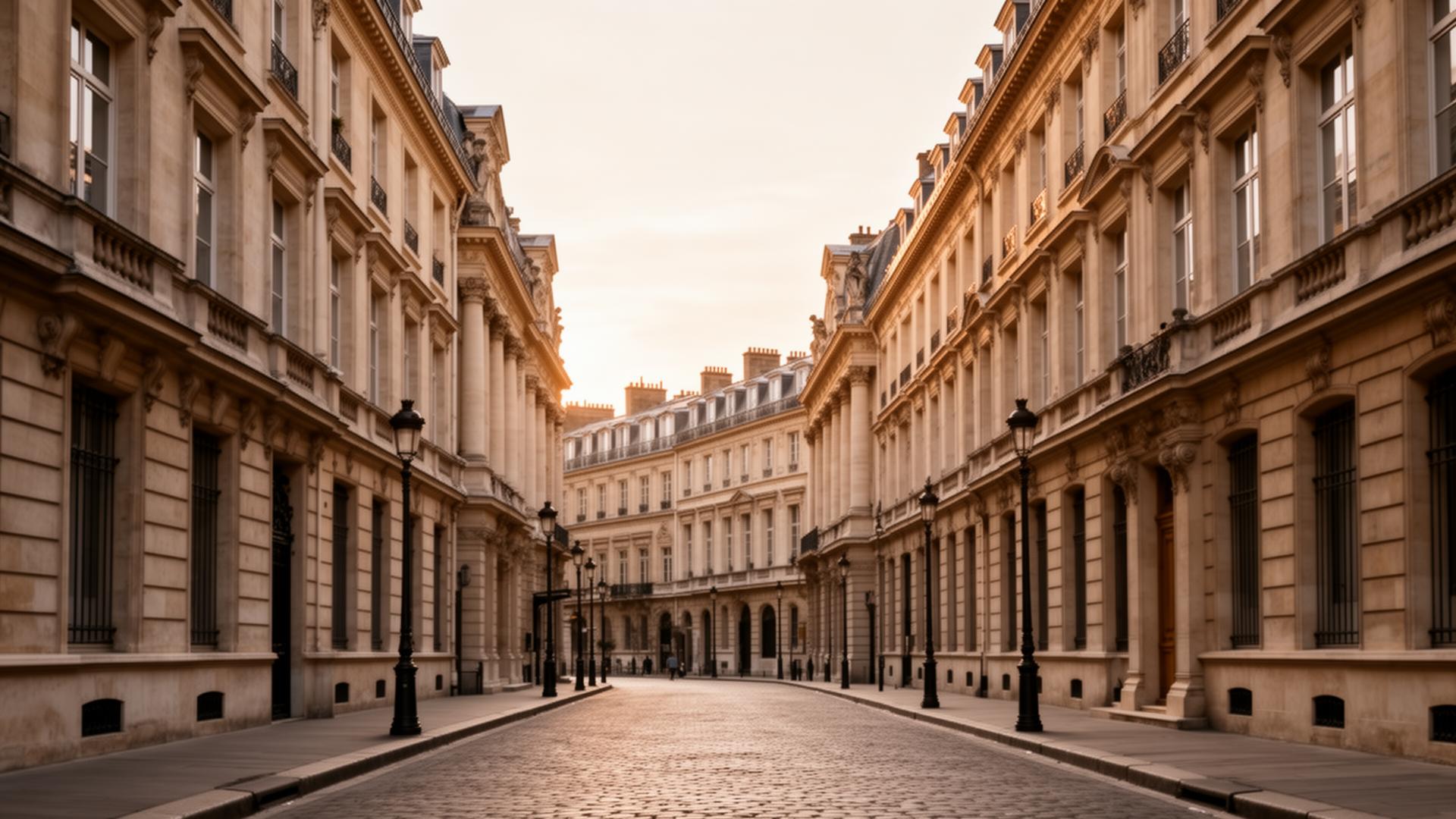 Arquitectura clásica europea al atardecer